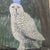 Mid-Century Modern Folk Art Style Snowy Owl Oil Painting – Original Woodland Biophilic Canvas For Sale - Image 9 of 12