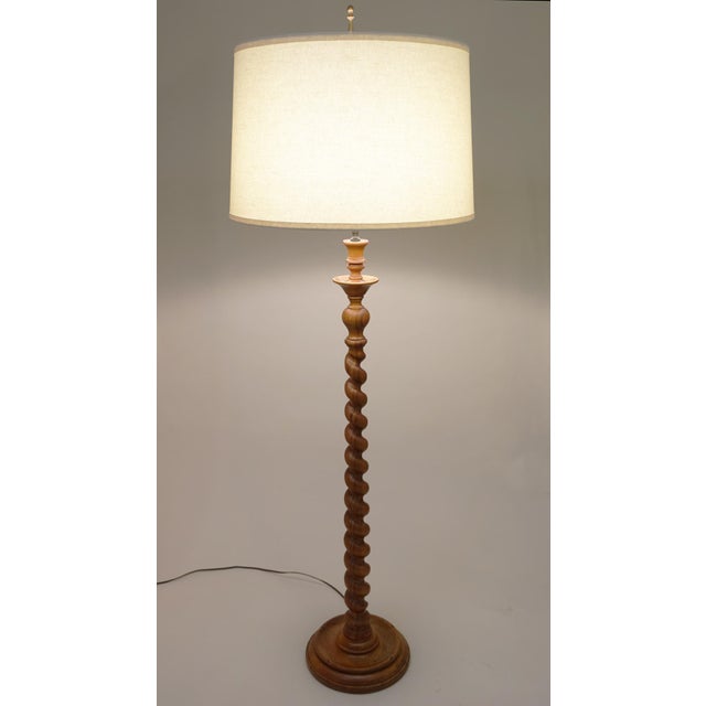 1930s Neo Classic Empire Regency Cherry Ash Carved Barley Twist Floor Lamp For Sale - Image 9 of 13