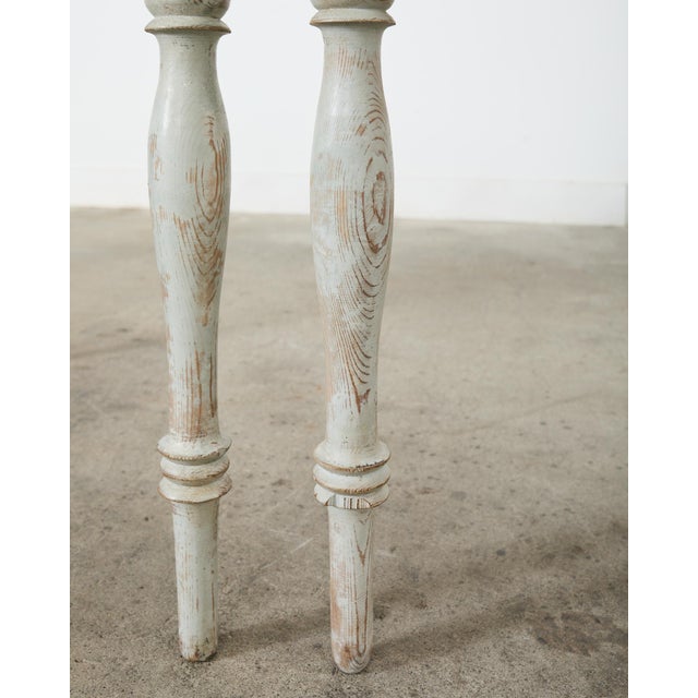 Pair of Swedish Gustavian Style Painted Pine Demilune Consoles For Sale - Image 10 of 12