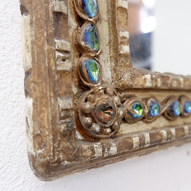 Goldenrod Italian Mirror in Stucco and Colored Stones For Sale - Image 8 of 13