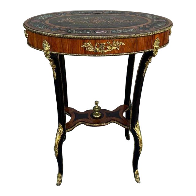 French 19th Century Louis XV Style Kingwood and Marquetry Inlaid Ormolu Mounted Side Table. For Sale