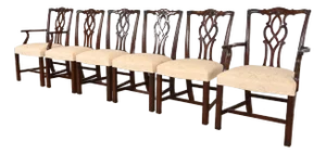 Kindel Furniture Georgian Carved Mahogany Dining Chairs, Set of Six