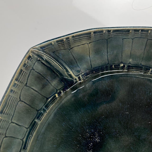 1970s Dark Blue and Green Glazed Ceramic Bowl by Pierre Baey, 1960s For Sale - Image 5 of 11