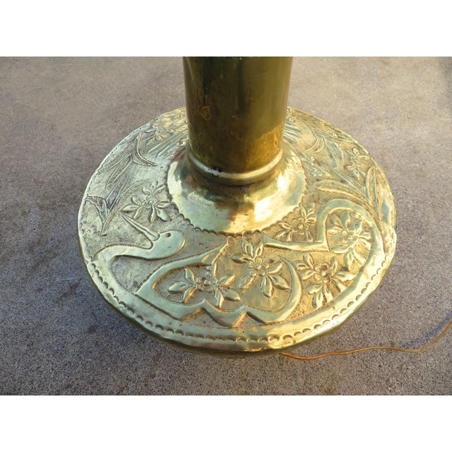Metal Monumental 4ft Vintage Hammered Brass Ottoman Revival Floor Lamp ~ Repousse Art ~ Hollywood Regency / Bohemian ~ Antique Lighting For Sale - Image 7 of 18