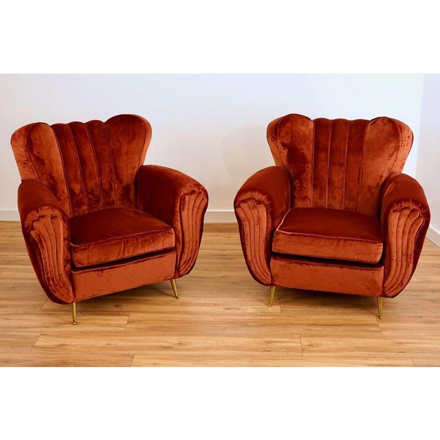 1950s Mid-Century Modern Lounge Chairs with Rubelli Velvet by Isa Bergamo, 1950, Set of 2 For Sale - Image 5 of 18