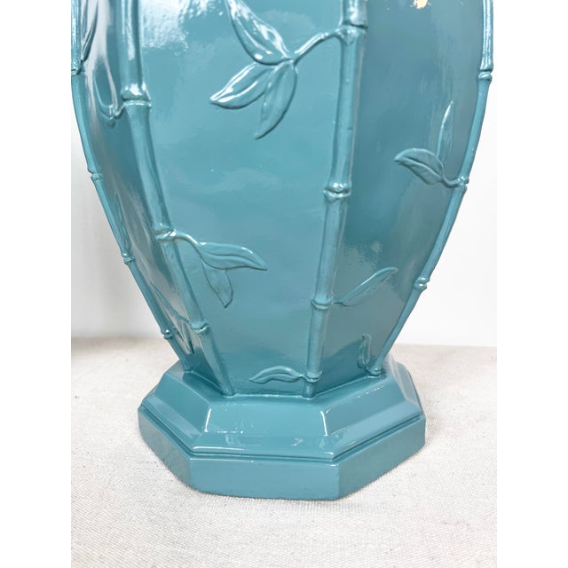 Sculpture Materials Newly Lacquered Vintage Faux Bamboo Ginger Jar Lamps- A Pair For Sale - Image 7 of 8
