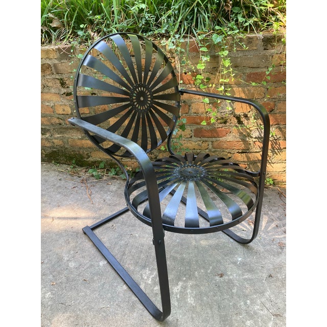 Mediterranean Mid 20th Century Francois Carre Petite Cantilever Iron Rocking Chair For Sale - Image 3 of 7