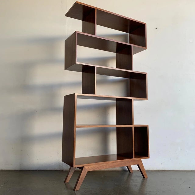 Made to Order Staggered 5 Tier Bookcase For Sale - Image 4 of 12