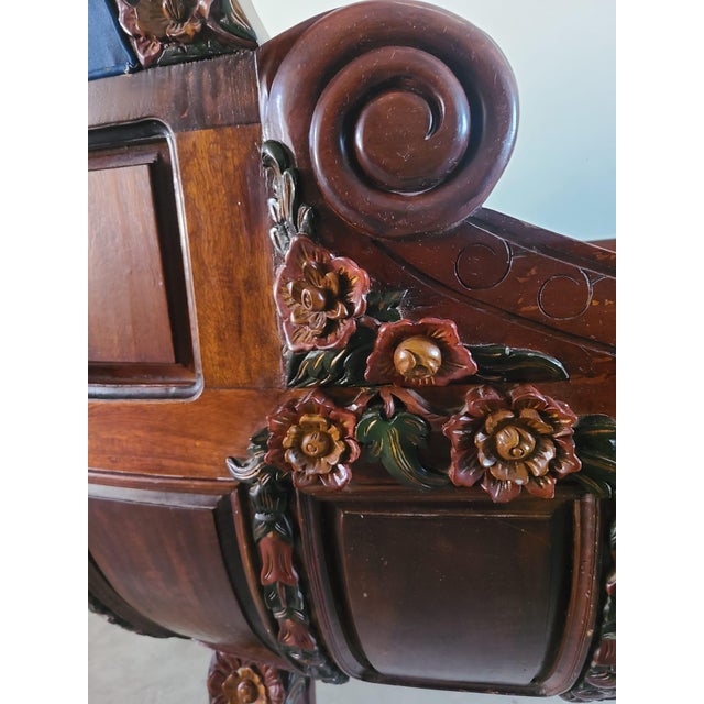 Antique French Empire Style Lit Bateau Bed in Carved Wood, 1880 For Sale - Image 15 of 18