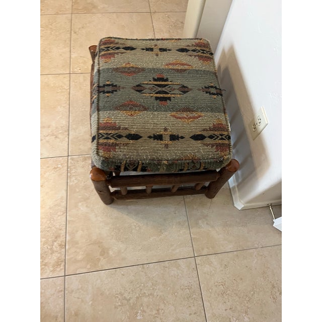 Mexican Old Hickory Furniture • Grove Park Ottoman For Sale - Image 3 of 12