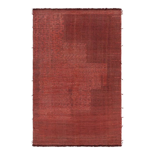 Rug & Kilim’s Moroccan Style Rug in Red with Geometric Patterns - 12x16 For Sale