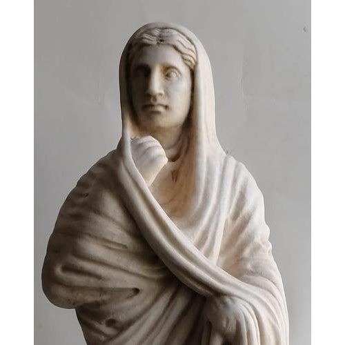 Italian Saint Sculpture in Carrara Marble, 20th Century For Sale - Image 5 of 7