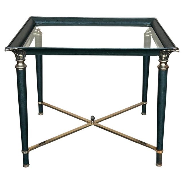Bronze Mid Century Modern Coffee Table in Green Iron with Bronze and Brass Details For Sale - Image 8 of 18