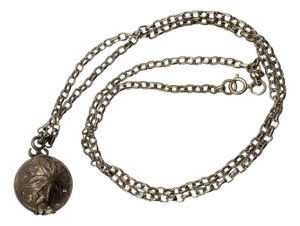 20th Century Sterling Silver Orb Ball Pomander Locket Pendant on Chain