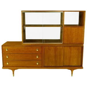 Renzo Rutili Walnut Double-Sided Cabinet for Johnson Furniture