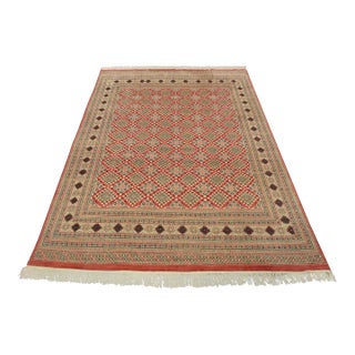 Bokhara Jaldar Rug 8’4” X 10’4” Pink Wool Tribal Hand-Knotted Oriental Carpet For Sale