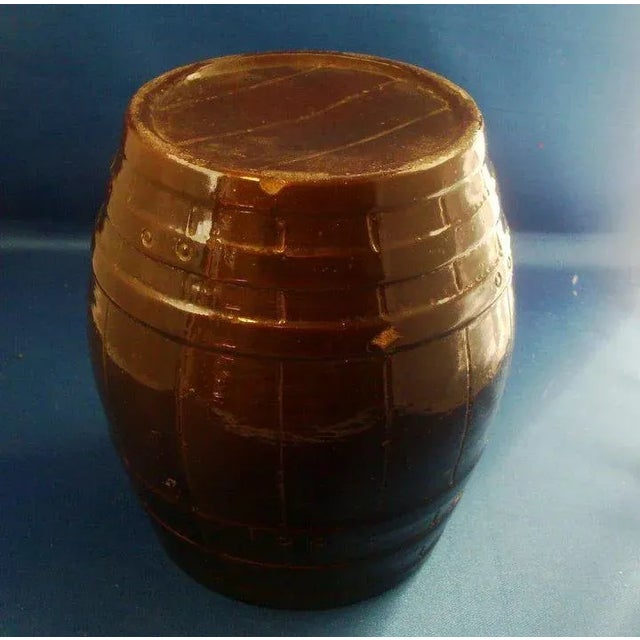 Ceramic 19th Century Brown Glazed Stoneware Barrel Form Cask Whiskey Jug For Sale - Image 7 of 9
