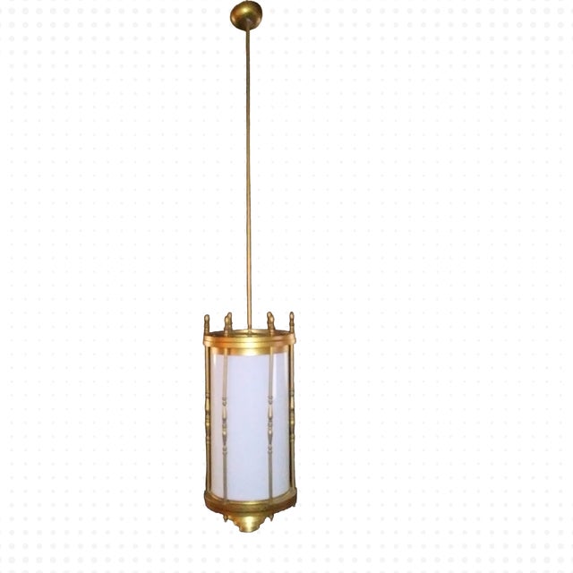 1970s Large Mid Century Gothic Pendant Light With Long Metal Downrod For Sale - Image 14 of 14