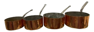 French Four Copper Pots in Different Sizes, 19th Century - Set of 4