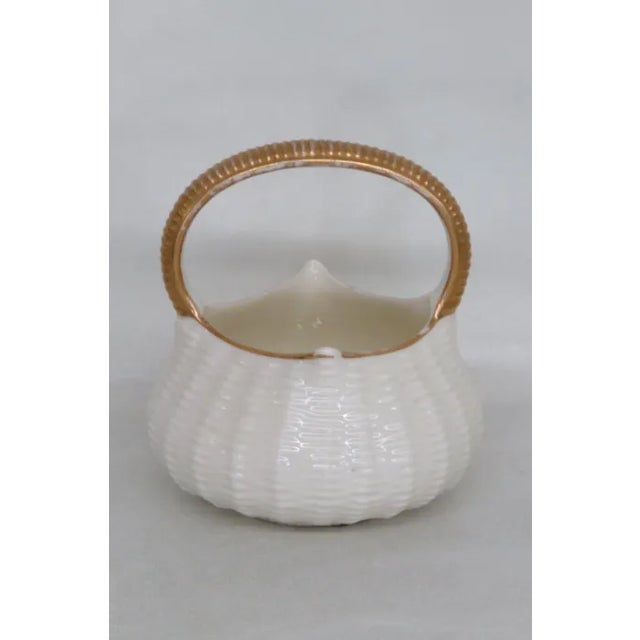 Royal Worchester 1884 Porcelain White and Gold Woven Basket Vase For Sale - Image 12 of 13