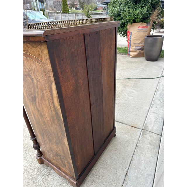 19th Century Burr Walnut Victorian Music Cabinet For Sale - Image 4 of 11