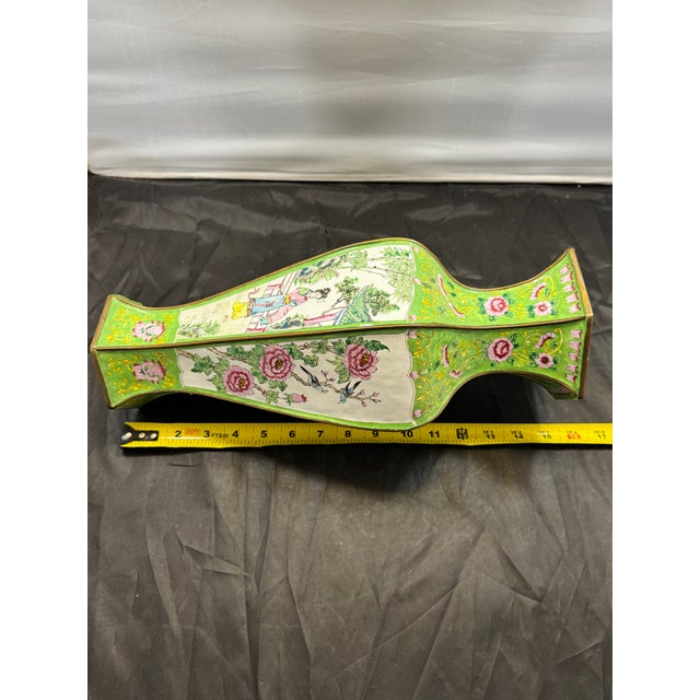 Antique Chinese Canton Enamel 17” Hexagonal Vase: Court Ladies & Wisteria For Sale In New York - Image 6 of 9
