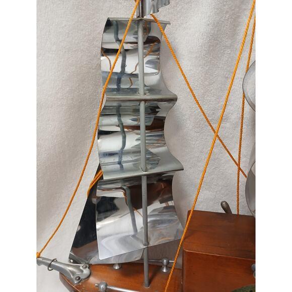1950s Yankee Clipper Ship Wooden Sailing Boat‎ Wood Mantel Display Decor Vintage For Sale - Image 4 of 15