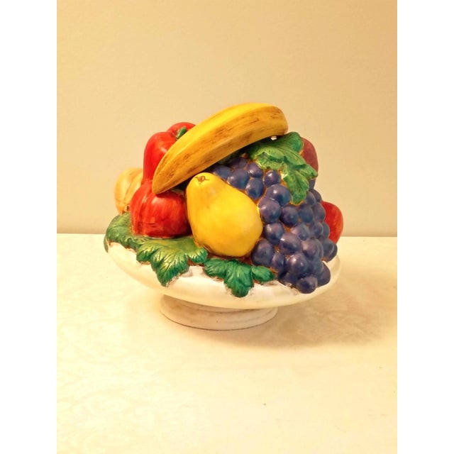 Ceramic Sculptural Fruit Compote Bowl Centerpiece Colorful Italian Style Folk Art Pedestal Matte Finish For Sale - Image 4 of 8
