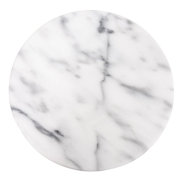 Contemporary Marble Lazy Susan Tall, White For Sale - Image 3 of 4