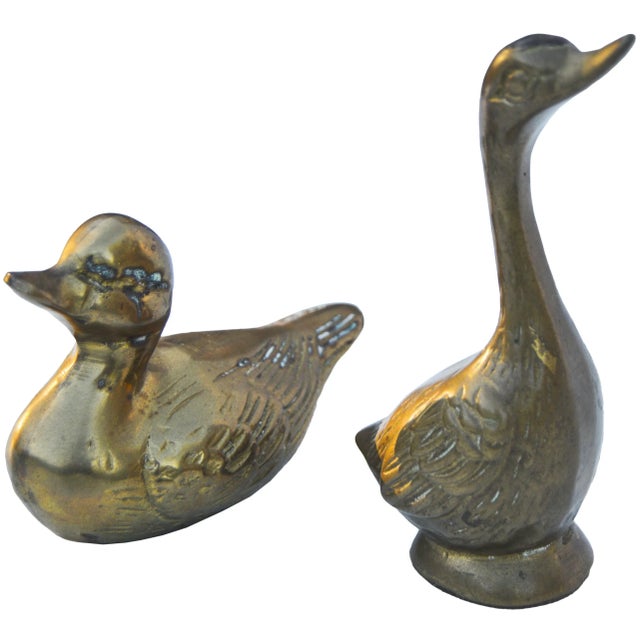 Art Deco Vintage Brass Ducklings- S/2 For Sale - Image 3 of 5