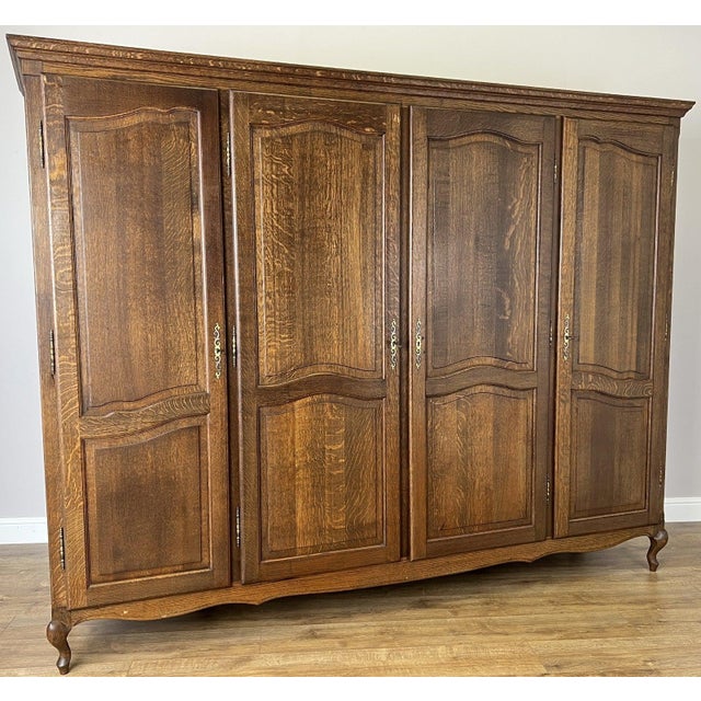 Vintage French Louis XVI Style Wardrobe in Oak For Sale - Image 3 of 10