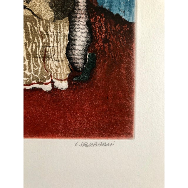 Elie (Eliahu) Abrahami, Iranian Israeli Large Aquatint Etching Figurative Abstract Circus Monde Balloons For Sale - Image 4 of 6