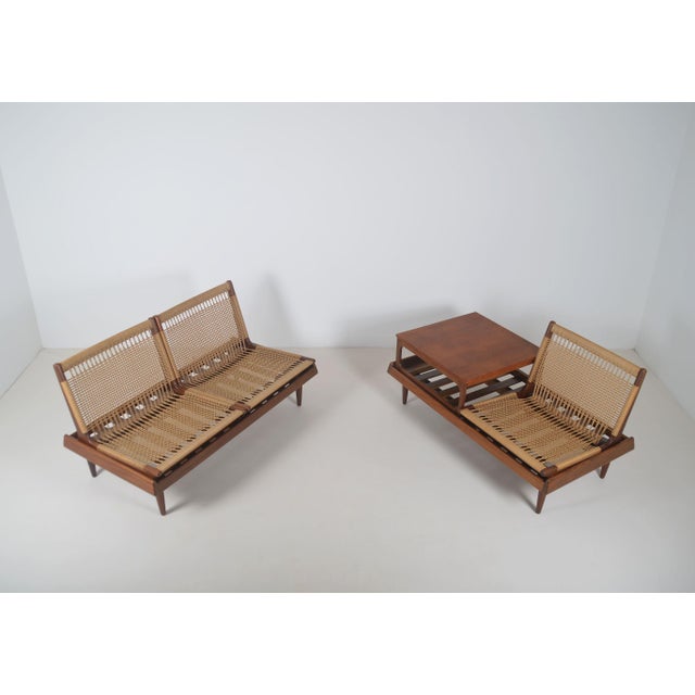 A rare set of modular danish armchairs, model tv161. This set was designed in 1957 by hans olsen and manufactured by the...