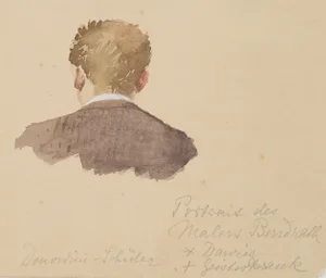 Background View of the Painter Arthur Bendrat, 20th-century, Watercolor