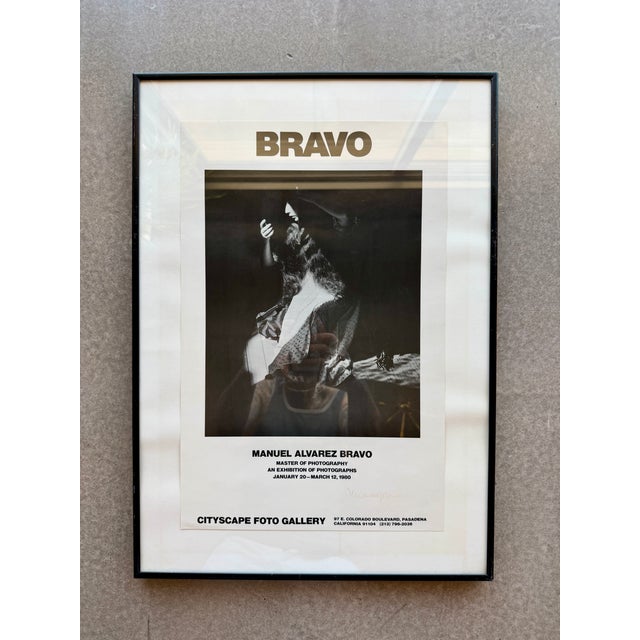 This vintage 1980 exhibition poster features the work of Mexican modern photographer Manuel Álvarez Bravo. It was...