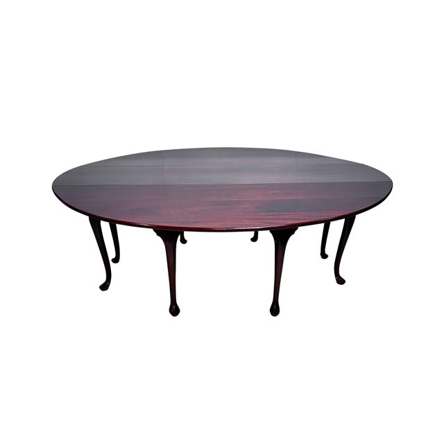 Queen Anne Large Queen Anne Style Mahogany Hunt Table / Drop Leaf Dining Table For Sale - Image 3 of 7