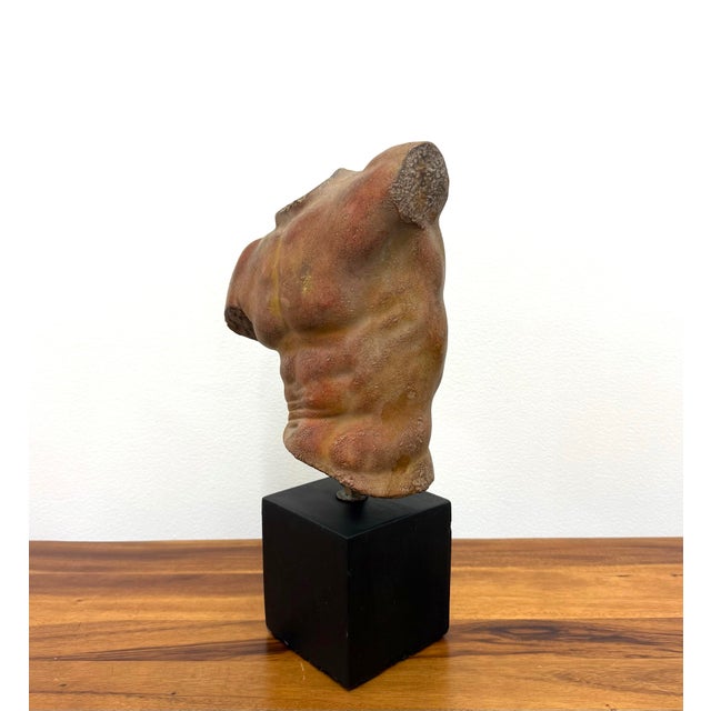 Late 20th Century Vintage Hand-Carved Stone Male Torso Sculpture Signed Alva, 1991 For Sale - Image 5 of 8