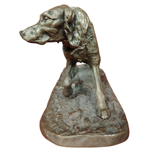 Antique Signed Bronze Figure of a Hunting Dog by Pier Jules Mene For Sale - Image 6 of 6