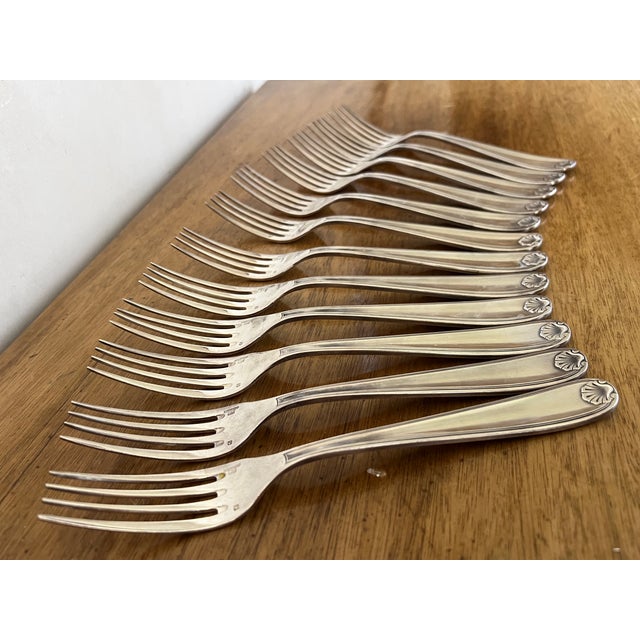 Christofle Forks in Clerment Marot Pattern-Set of 12 For Sale In San Francisco - Image 6 of 9