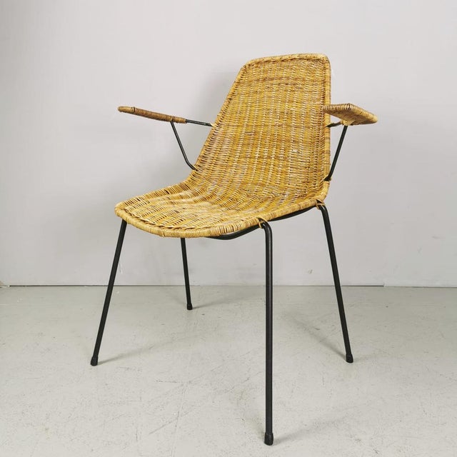Midollino Basketball Chairs attributed to Campo E Graffi, 1960s, Set of 4 For Sale - Image 14 of 14