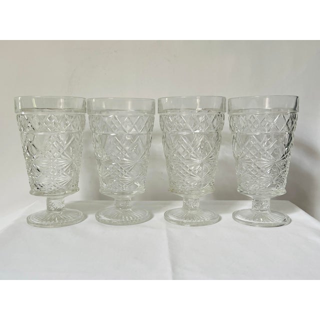 Mid 20th Century Pressed Glass Tall Glasses -Set of Four For Sale In Jacksonville, FL - Image 6 of 10