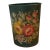 Vintage Hand-Painted Floral Tôleware Oval Wastebasket / Floor Planter For Sale
