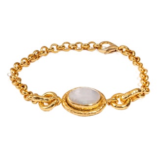 Lunar Glow Moonstone Gold Adjustable Bracelet For Sale