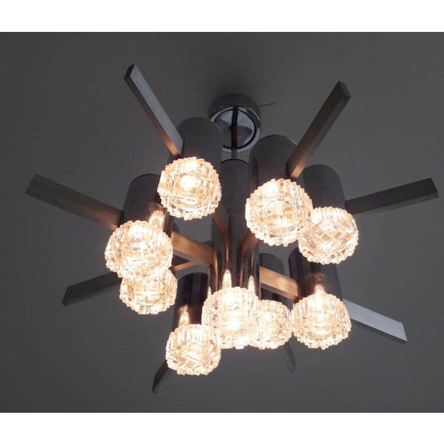 1970s Vintage Italian Chandelier/Pendant by Gaetano Sciolari, Italy, 1970's. For Sale - Image 5 of 8