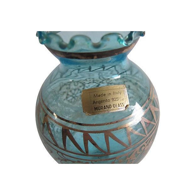 Teal Murano Glass & Gilded Sterling Vase Chairish