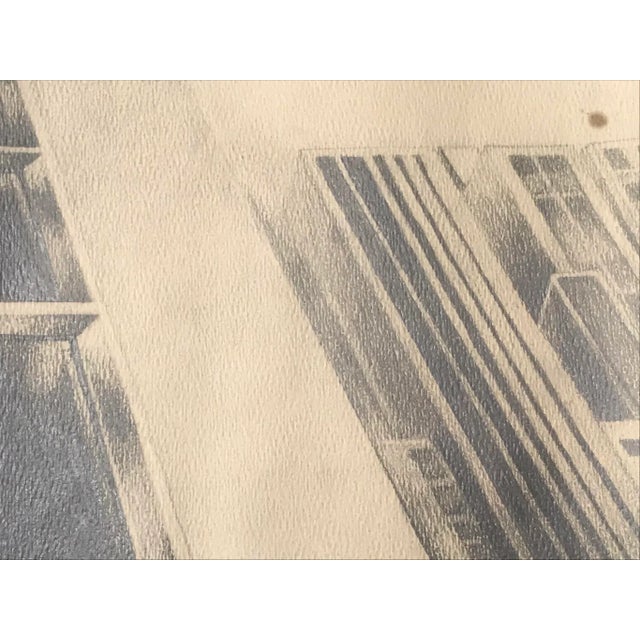 1970s Modern Architectural Pencil Drawing For Sale - Image 10 of 11