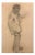 Pforr Heinrich, Just Fürstenheiner Standing Man with Hat Profile Sketch, 1890s, Pencil For Sale