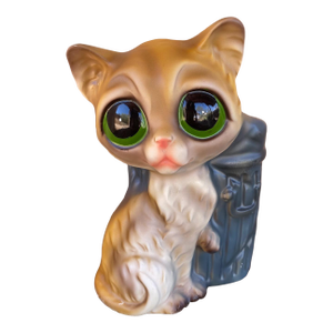 1960s Enesco Big Eyed Cat Vase Planter Desk Organizer