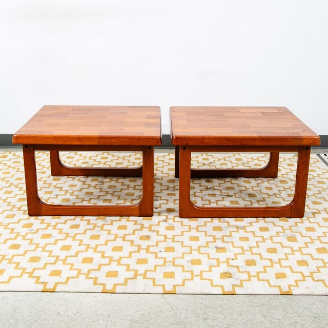 Mid-Century Modern 1960s Mid Century Danish Modern End Tables Side Nightstands Teak Square Niels Bach MCM For Sale - Image 3 of 12