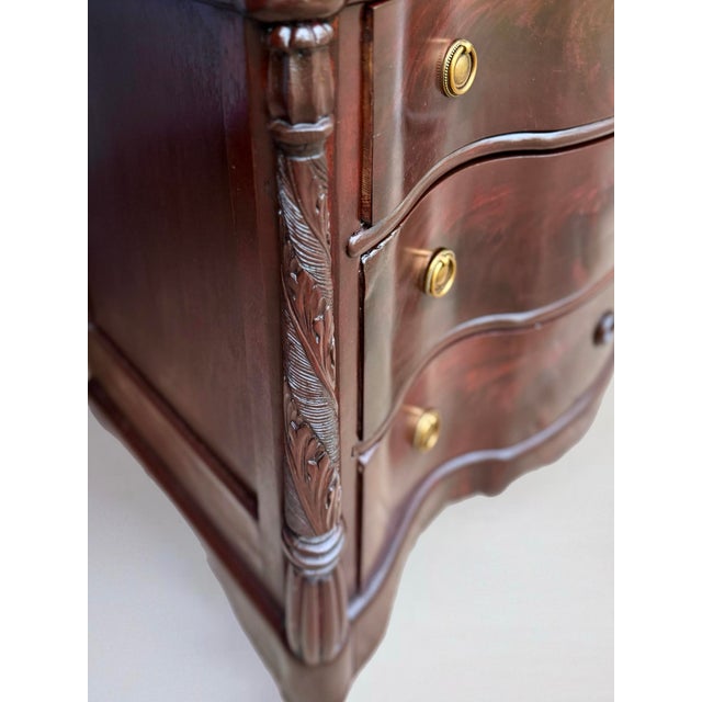 English 19th C. Neoclassical Serpentine Mahogany Commode, Signed For Sale - Image 3 of 12